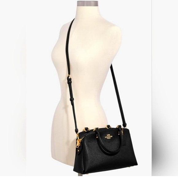 NWT Coach Mini Lillie Carryall Black Satchel with Gold Details - Picture 4 of 7